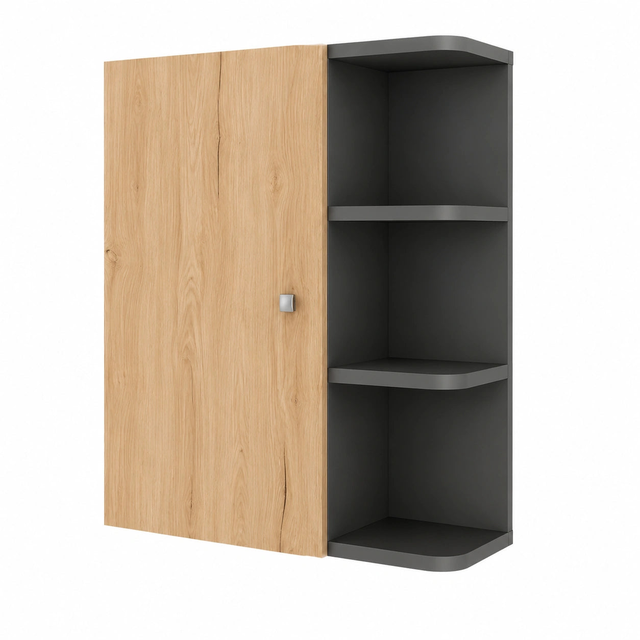 Armoire, en chêne, 47,2 x 59,2 cm, coloris anthracite et doré, pour la chambre