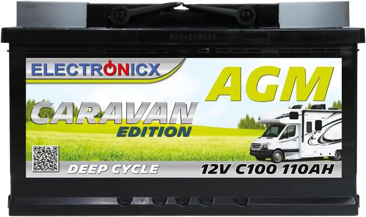 ELECTRONICX Batterie AGM Décharge Lente 12V 110Ah C100 – noir/gris