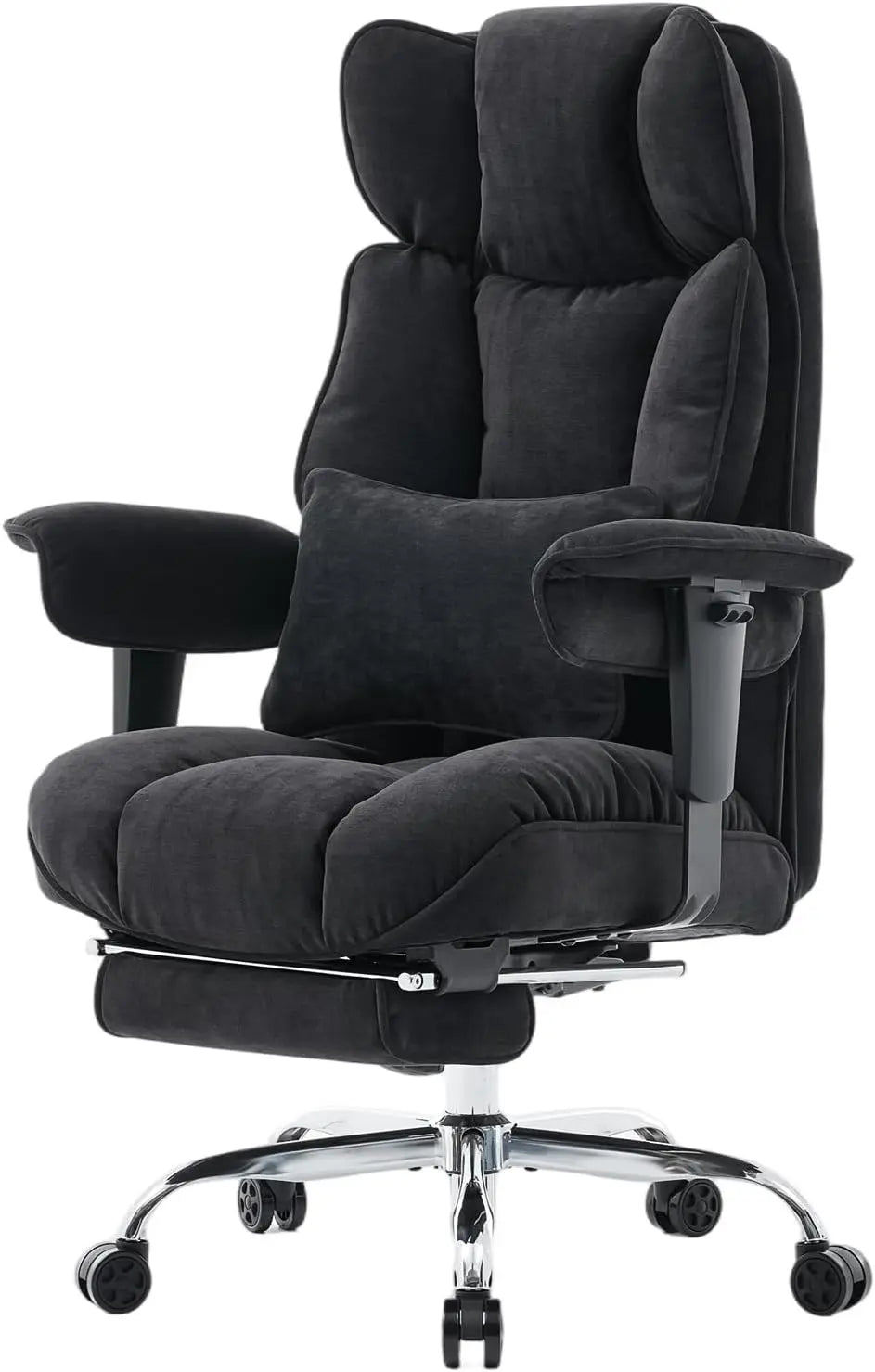 Efomao Chaise de Bureau en Tissu Grande Taille – noir/gris