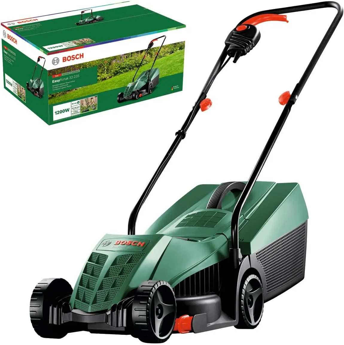 Bosch Tondeuse à Gazon Filaire EasyRotak 32-235 – 1200 W, vert/gris/noir