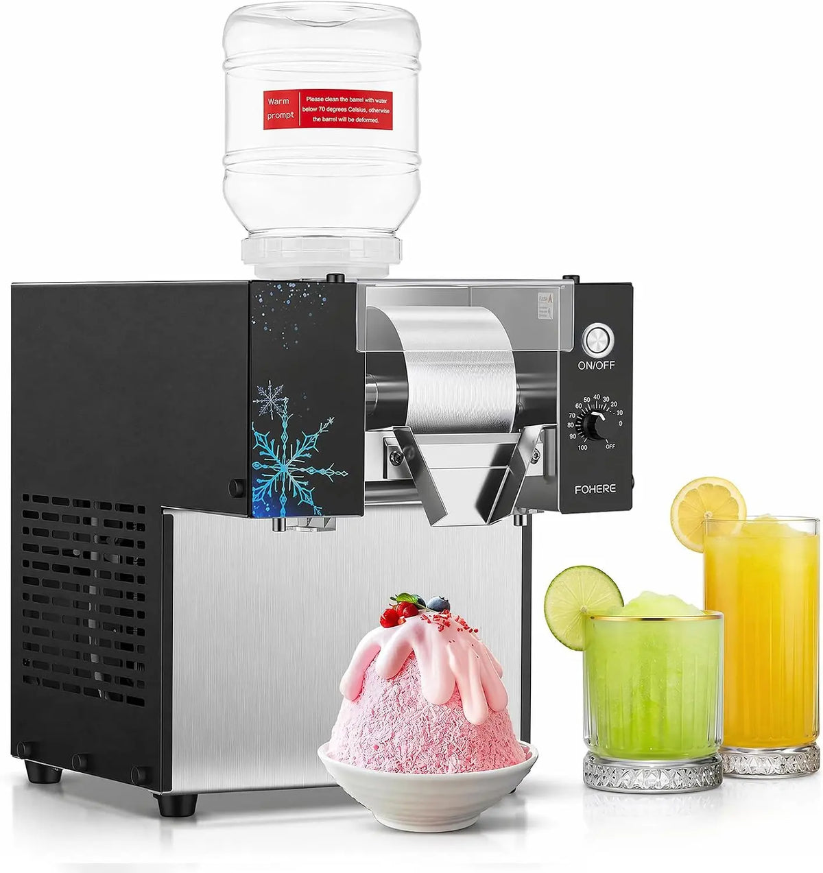 FOHERE Machine à glace et à neige professionnelle 80 – 360 W, gris/noir