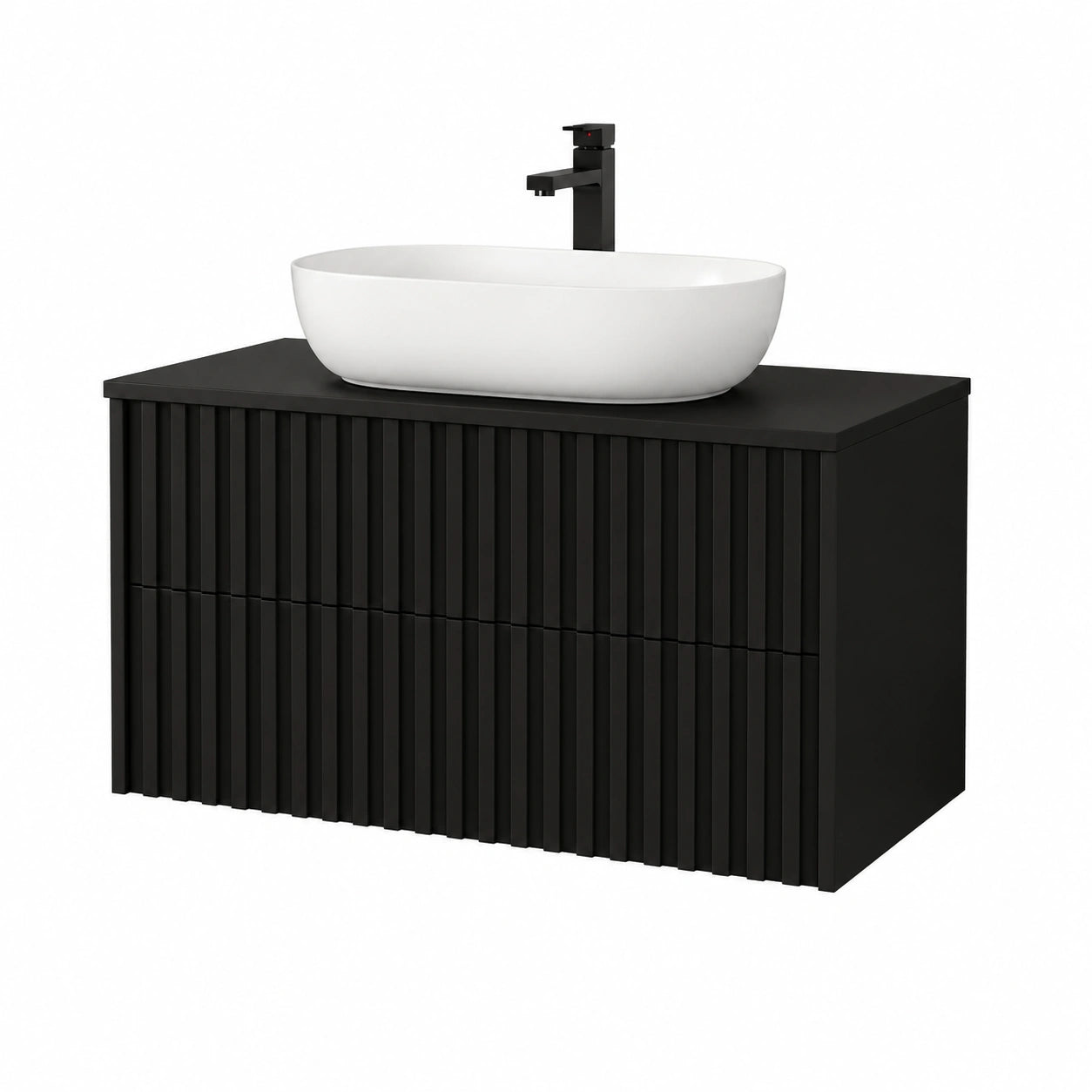 Ensemble de meubles de salle de bain, avec rangement, avec tiroirs, coloris noir, 80 x 45 x 50 cm, pour la salle de bain