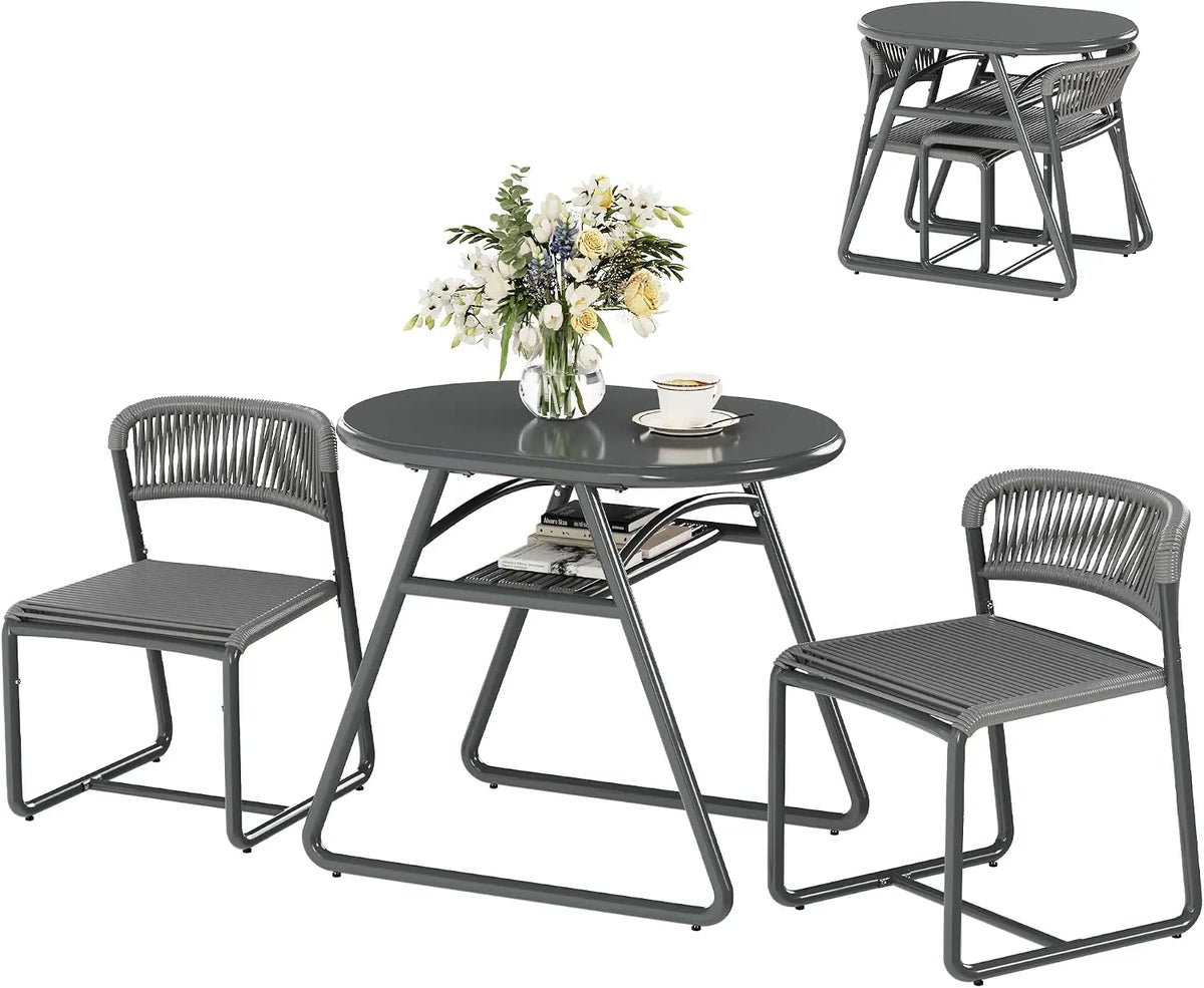 Set de bistrot de Jardin 3 pièces – gris