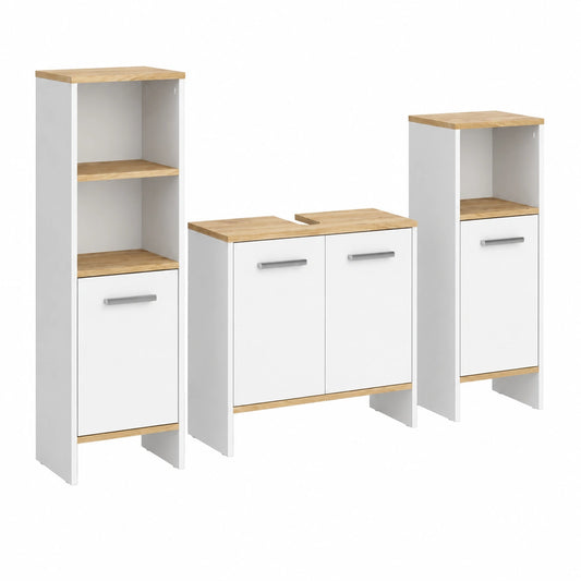 Ensemble de meubles de salle de bain, en chêne, coloris blanc, pour la salle de bain