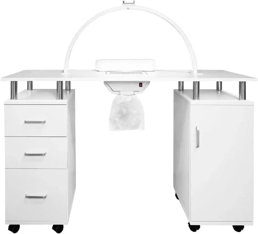 Table de Manucure Professionnelle & Lampe LED Demi-Lune – gris