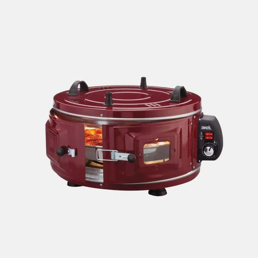 AKEL Four électrique rond AF016 Mini four à pizza portable rouge