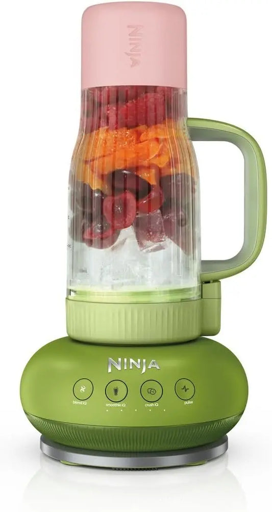 Ninja BlendBoss DB351UKGN Mixeur personnel avec gobelet de voyage amovible – 1100 W, vert/beige/gris