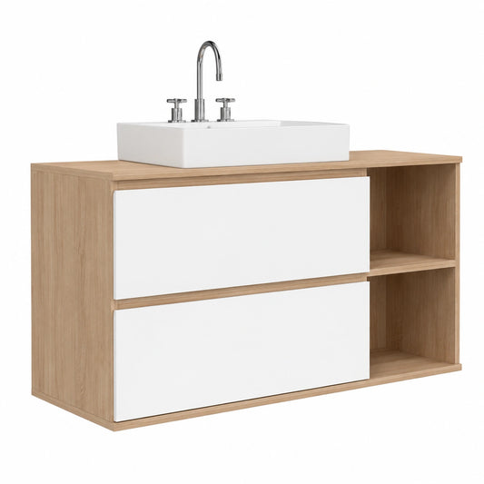 Ensemble de meubles de salle de bain, avec tiroirs, coloris blanc, pour la salle de bain