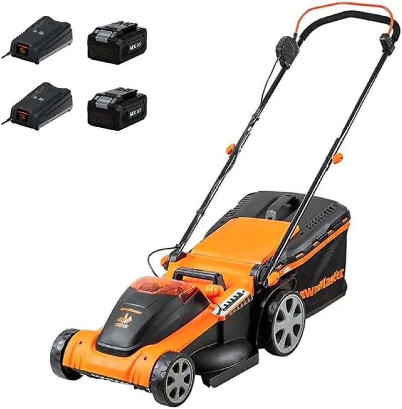 LawnMaster Tondeuse sans Fil 48V 41cm – 172 watts, 4,0 AH, gris/orange/noir