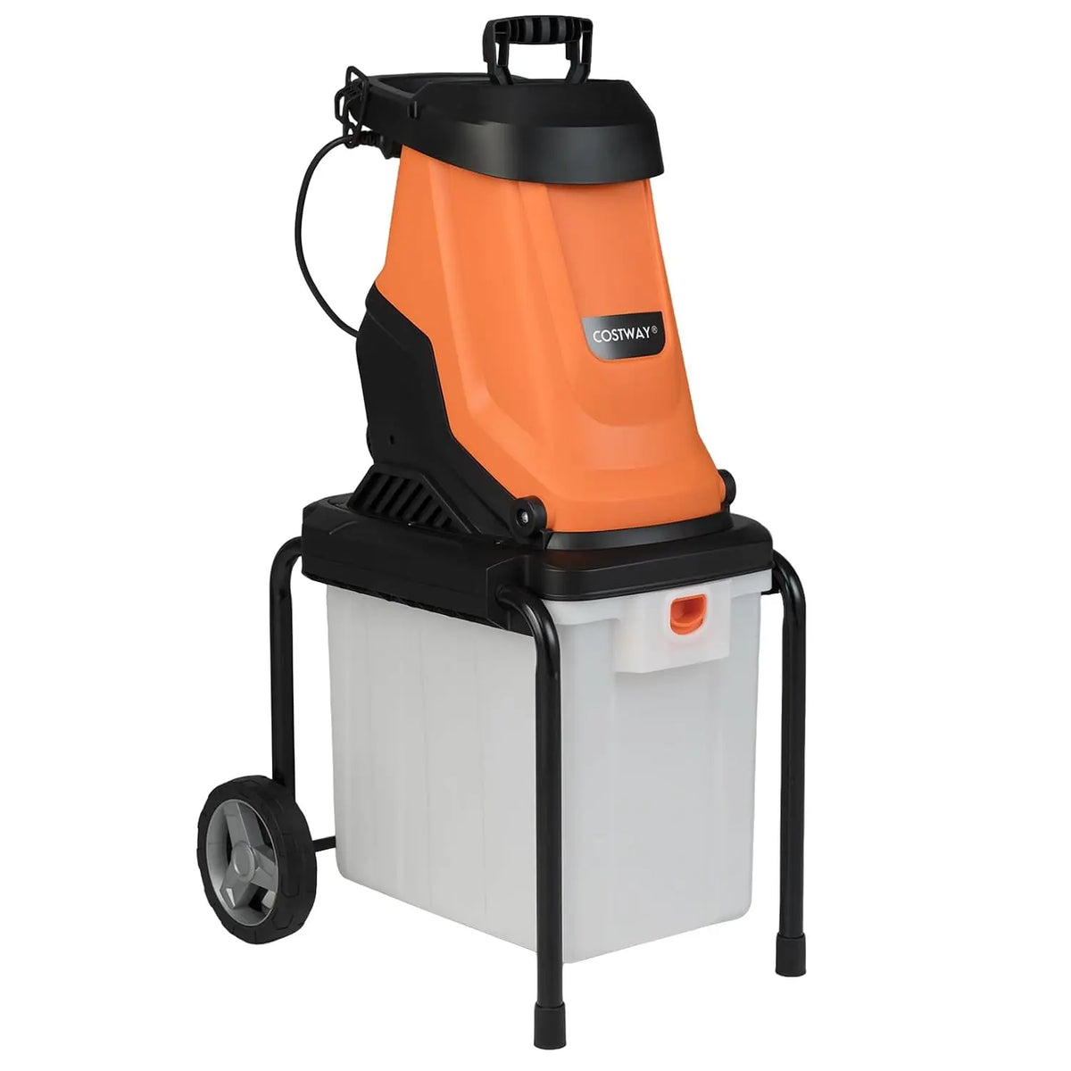 COSTWAY Broyeur de Végétaux Électrique 2800W – 56 x 44 x 94 cm, 50 Hz, orange