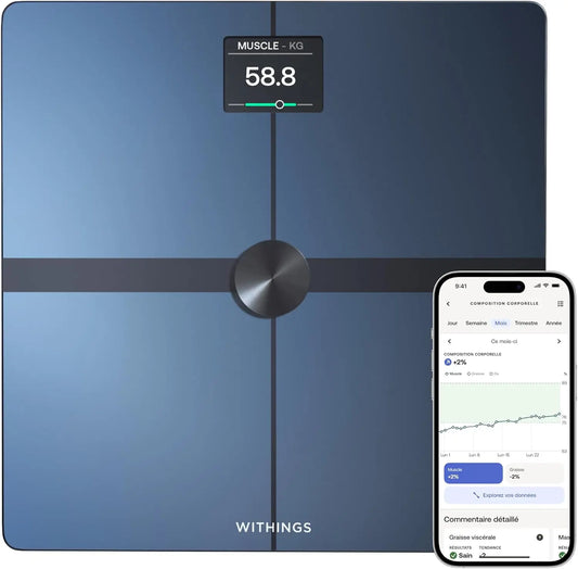 WITHINGS Body Smart - Balance connectée avec composition corporelle avancée – bleu/gris