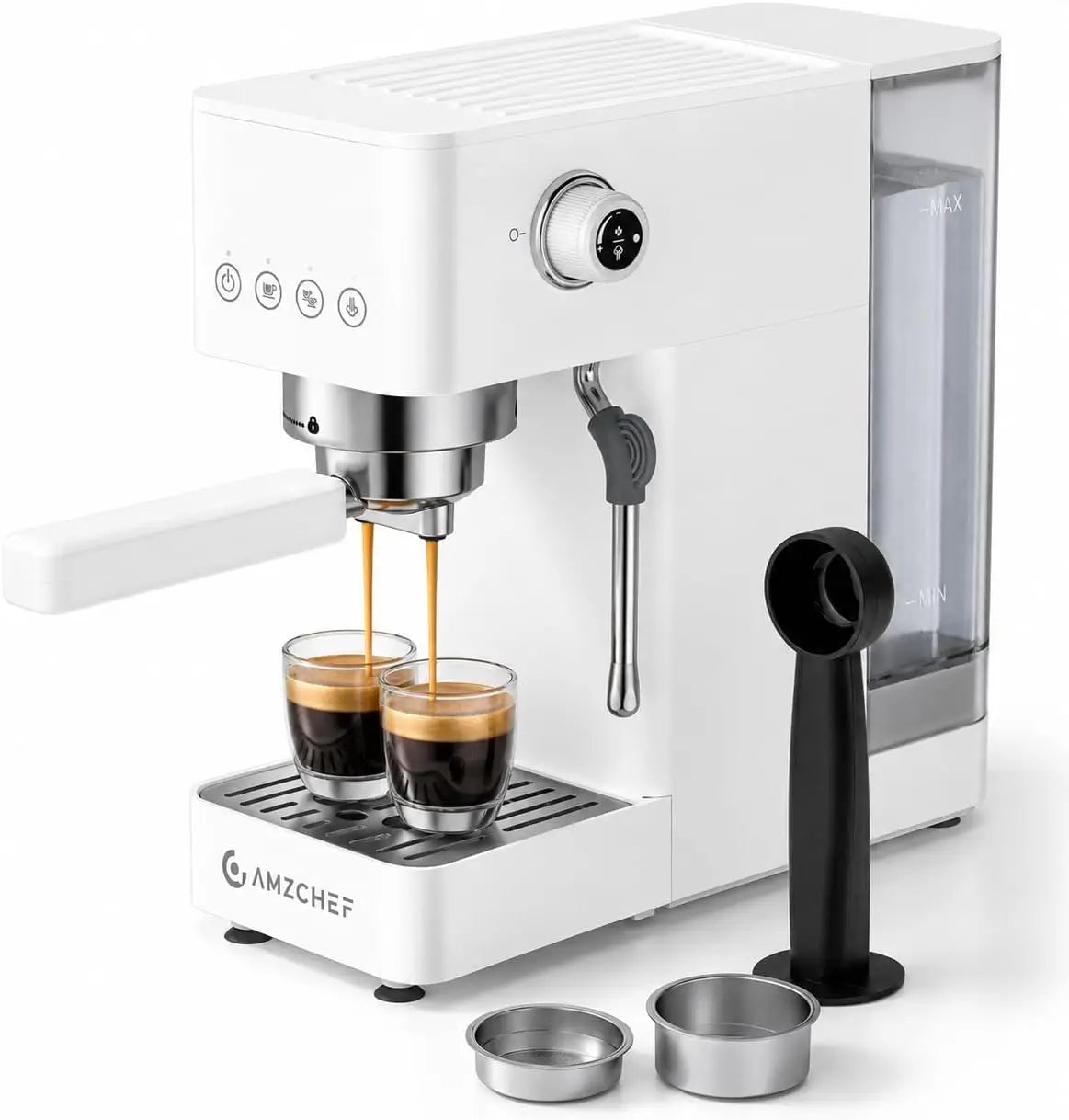 AMZCHEF Machine à café expresso 20 bars – 1350 W, 1,5 L, blanc
