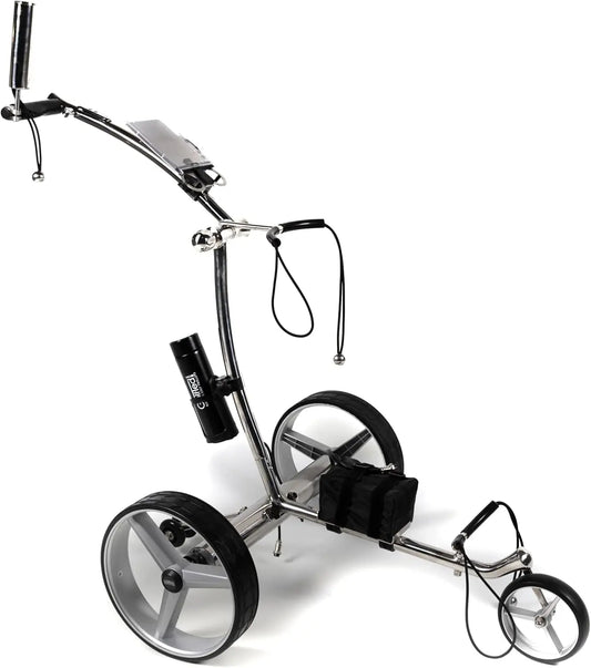 Chariot de Golf électrique en Acier Inoxydable GT-R avec télécommande – 200 W, argenté