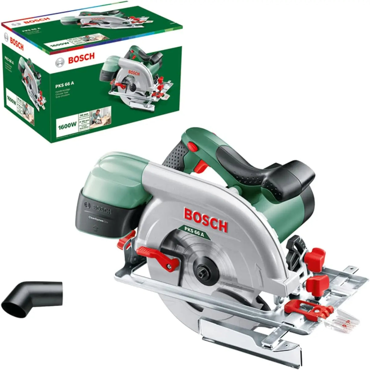 Bosch Scie circulaire PKS 66 A – 1600 W, gris/vert