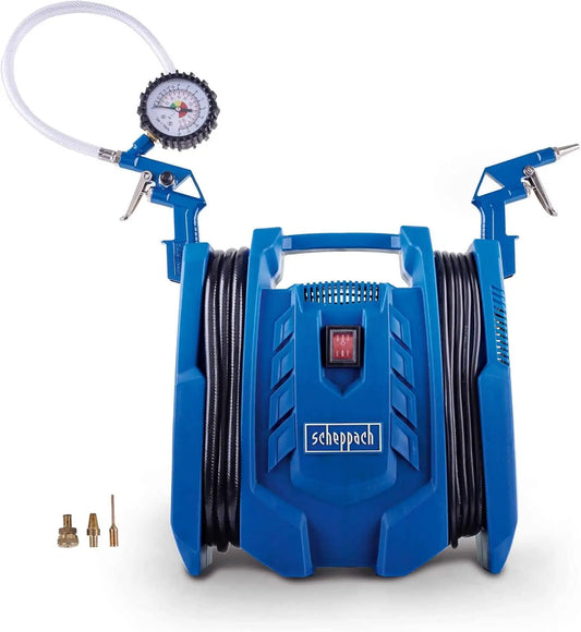 Scheppach Airforce 7 Compresseur d'air mobile - 230 V 1100 W - 8 bar – 180 l/min, bleu/gris