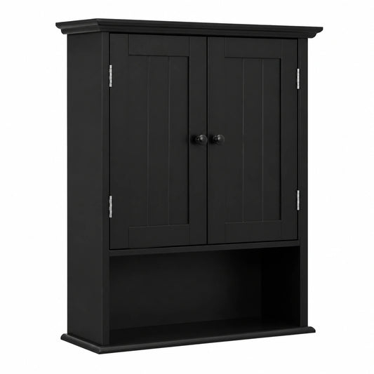 Armoire, réglable, avec rangement, avec portes, coloris noir et blanc, pour la chambre