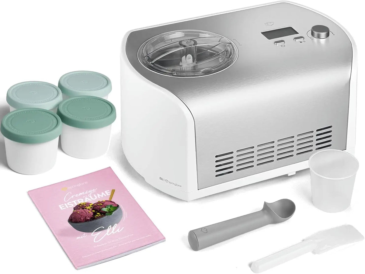 SPRINGLANE Sorbetière Elli 1,2 L avec compresseur auto-refroidissant 135 W – argenté