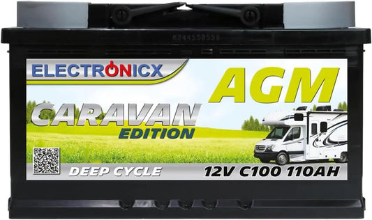 ELECTRONICX Batterie AGM Décharge Lente 12V 110Ah C100 – noir/gris