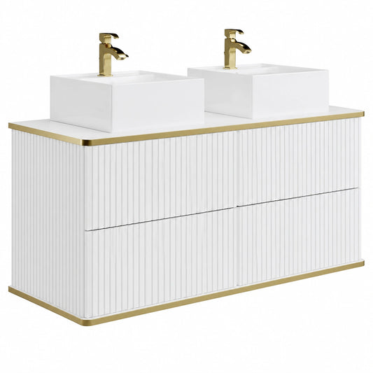 Ensemble de meubles de salle de bain, coloris blanc et doré, pour la salle de bain