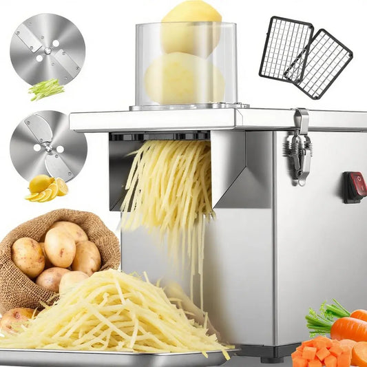 NEWTRY Coupe-légumes électrique 200W 3-en-1 Gastro Inox coupe – argenté