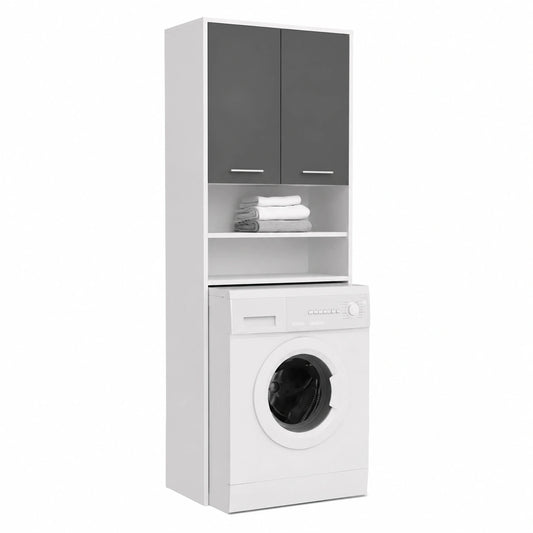 Armoire, coloris blanc et gris, 64 x 180 x 30 cm, pour la chambre
