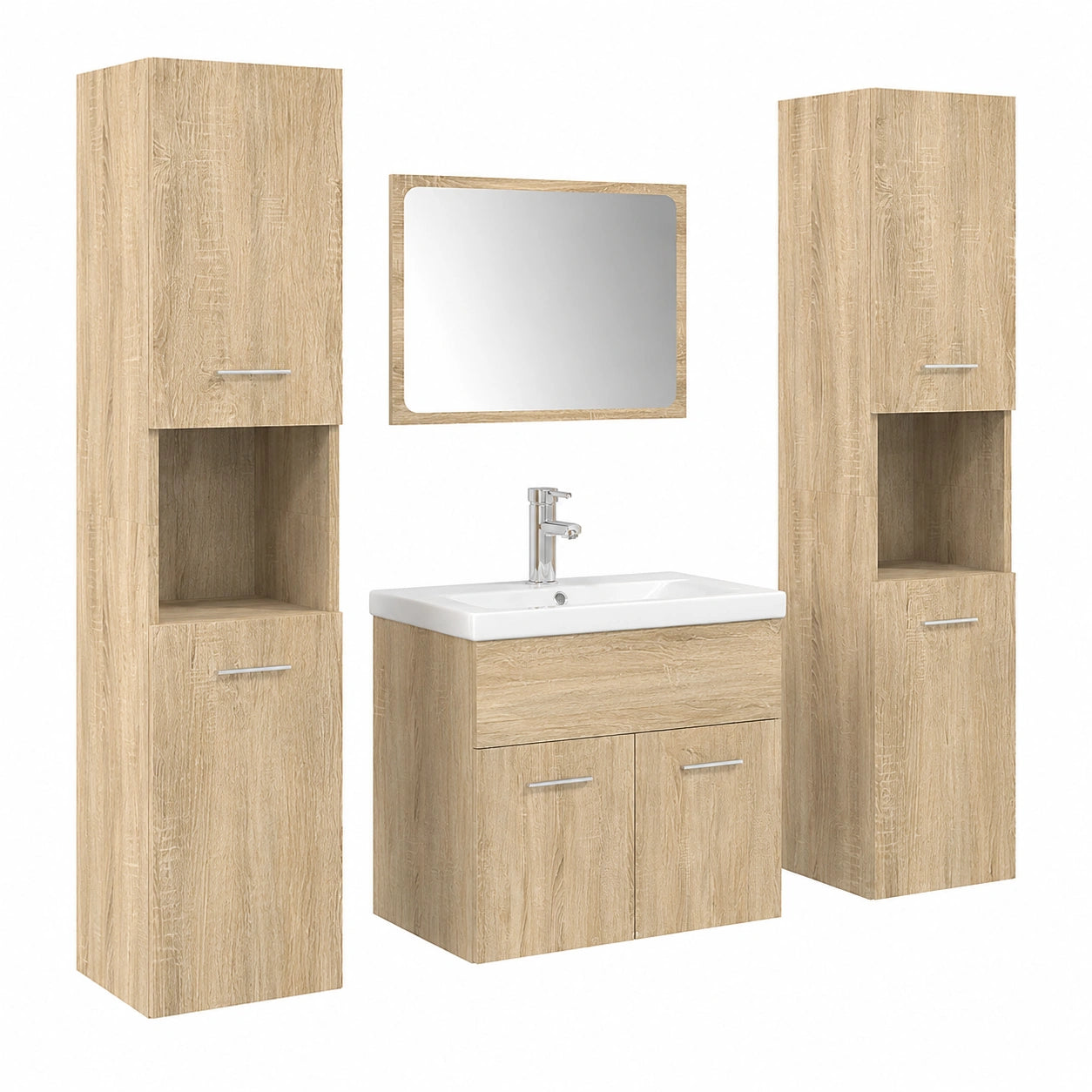 Ensemble de meubles de salle de bain, en chêne, 5 pièces, pour la salle de bain