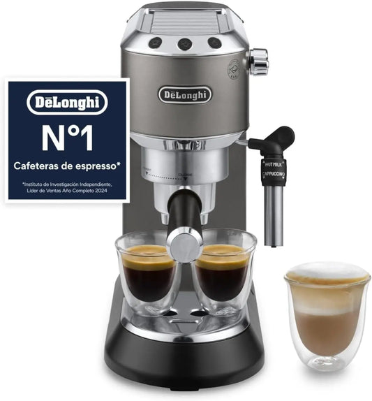 De'Longhi Dedica Style - Machine à Espresso Manuelle Mousseur à Lait Manuel – gris/noir