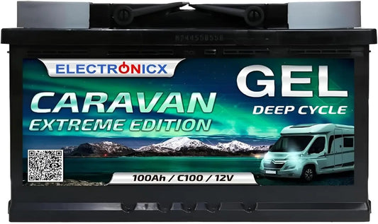 Electronicx CARAVAN EXTREME EDITION 100Ah / C100 / 12V Batterie GEL – 278×175×190 mm, noir/gris