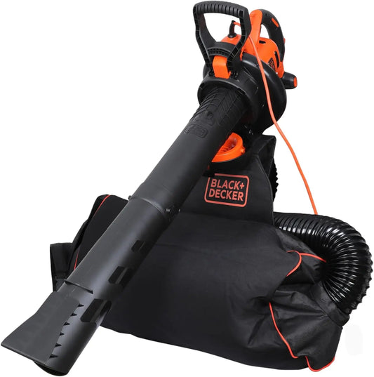 BLACK+DECKER Aspirateur-souffleur-broyeur 3-en-1 3000W – BEBLV300-QS, 72 litres, 15 M³/MIN, noir/gris