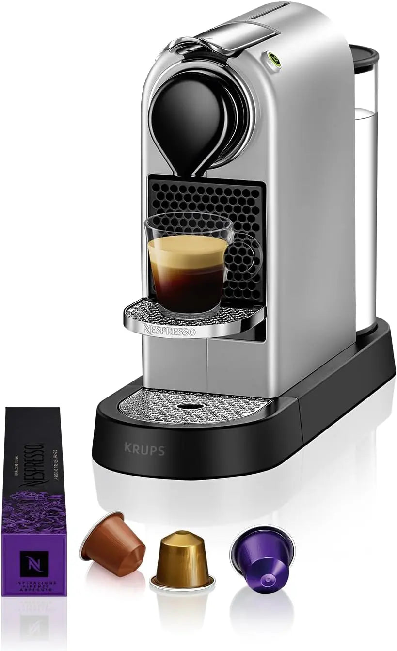 Nespresso Krups Machine à Café Citiz Argent Cafetière à Capsules YY4118FD – 110 ml / 40 ml, argenté