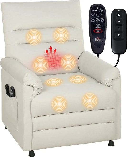 HOMCOM Fauteuil Relax Électrique Massant et Chauffant – 29 W / 7,5 W, 60 Hz, crème