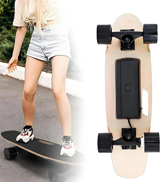 Planche à roulettes électrique télécommande – 350 W, 2000 mAh, gris/blanc/noir