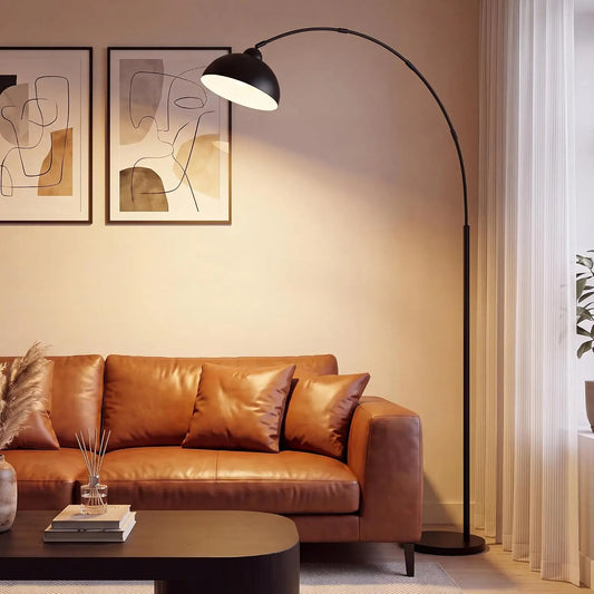 Lampadaire sur Pied Salon Arc Moderne Noir 204 cm E27 Incluse OVEL FL02 – 60 W
