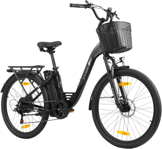 TTGO C2 Pro Vélo électrique de ville 26' pour homme et femme – 250 W, 18 Ah, 648 Wh, 55 Nm, gris/noir