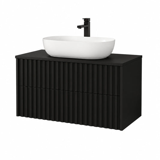 Ensemble de meubles de salle de bain, avec rangement, avec tiroirs, coloris noir, 80 x 45 x 50 cm, pour la salle de bain
