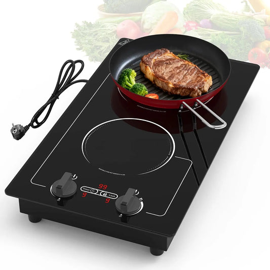 VBGK plaque induction 2 feux,220V 3000W avec écran tactile LED – noir/gris