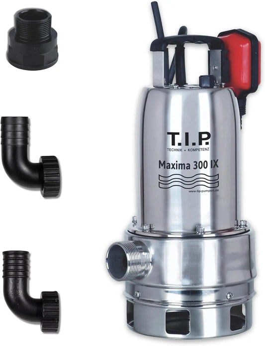 T.I.P. Maxima 300 IX Pompe Submersible Eaux Usées en Inox – 700 W, 18000 l/h, argenté