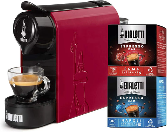 Bialetti Gioia Machine à expresso avec 32 capsules – 0,5 litre, rouge