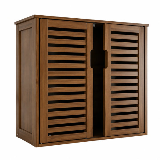 Armoire, réglable, avec rangement, avec étagères, en noyer et bambou, pour la chambre