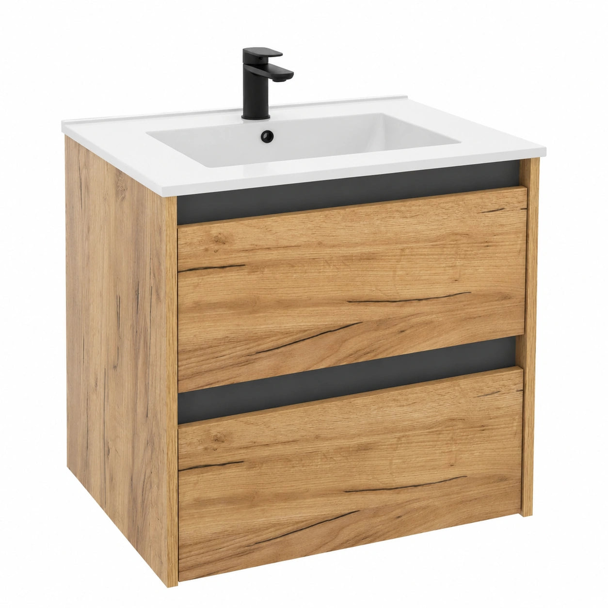 Ensemble de meubles de salle de bain, avec tiroirs, en chêne, coloris gris, pour la salle de bain