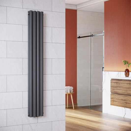 Radiateur designer tubulaire 230x1600mm – 736 Watts, gris anthracite