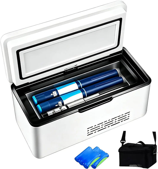 Glacière portable pour insuline – 10200 mAh, gris/noir/bleu