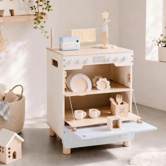 ROBUD Ensemble de jeu en bois pour lave-vaisselle – gris/beige/blanc