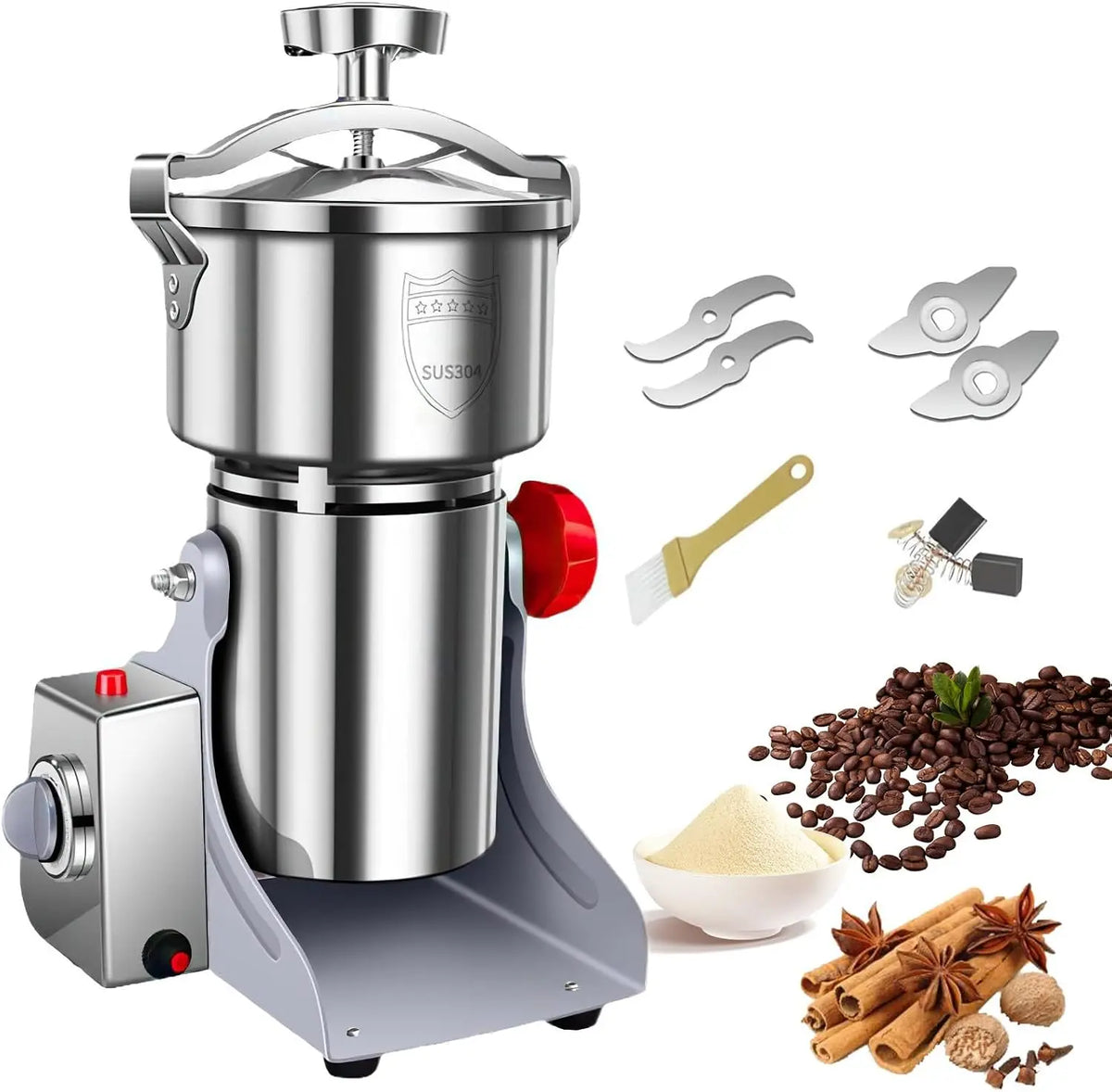 Moulin à Grain Électrique 800g – 3500 W, argenté