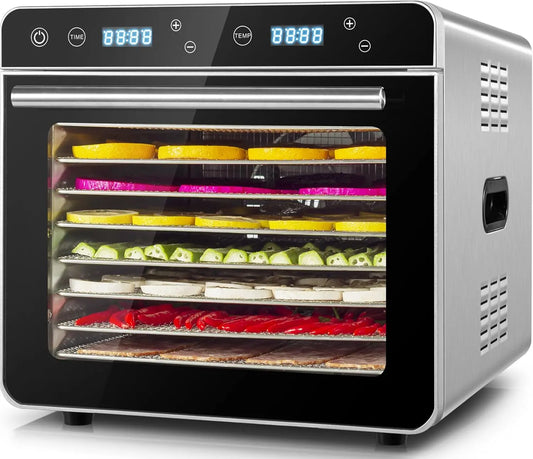 Kwasyo Deshydrateur Alimentaire Avec 8 Plateaux Inox – 700 W, argenté
