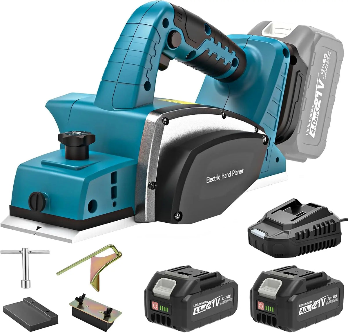 Yofuly Rabot Sans Fil Compatible avec Batterie Makita 18V – 4,0 Ah, gris/bleu/noir