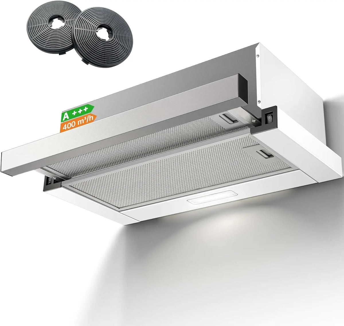 Hotte Aspirante Encastrable 60 cm – 0,5 W, 450 m³/h, gris