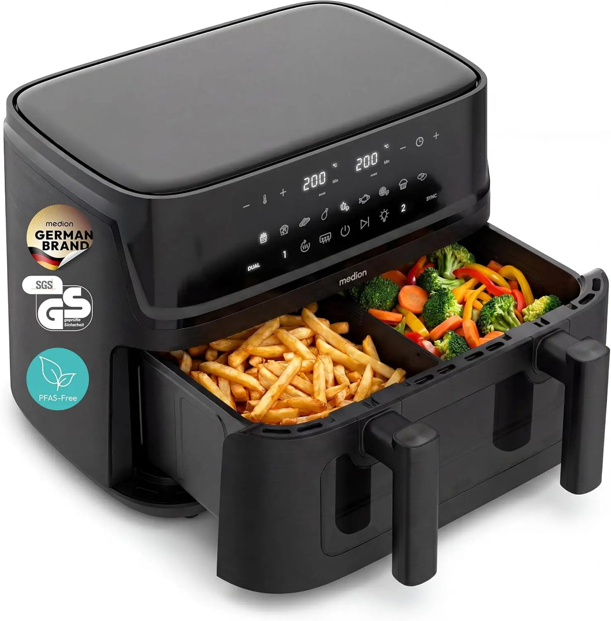MEDION P25 XXL Flex M Air Fryer double zone noir – 10,8 L