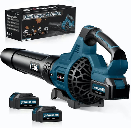 GEVEELIFE Souffleur à Batterie pour Feuilles 18 V 257 km/h Souffleur électrique à Feuilles – noir/gris/bleu