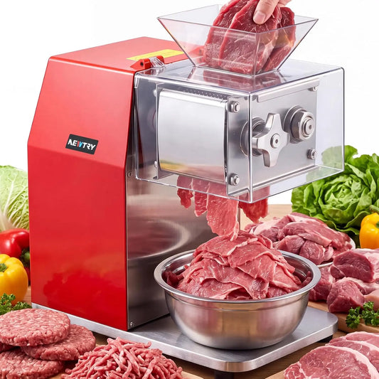NEWTRY Trancheuse viande commerciale 850W 5mm Gastro coupe dés – orange/rouge/gris